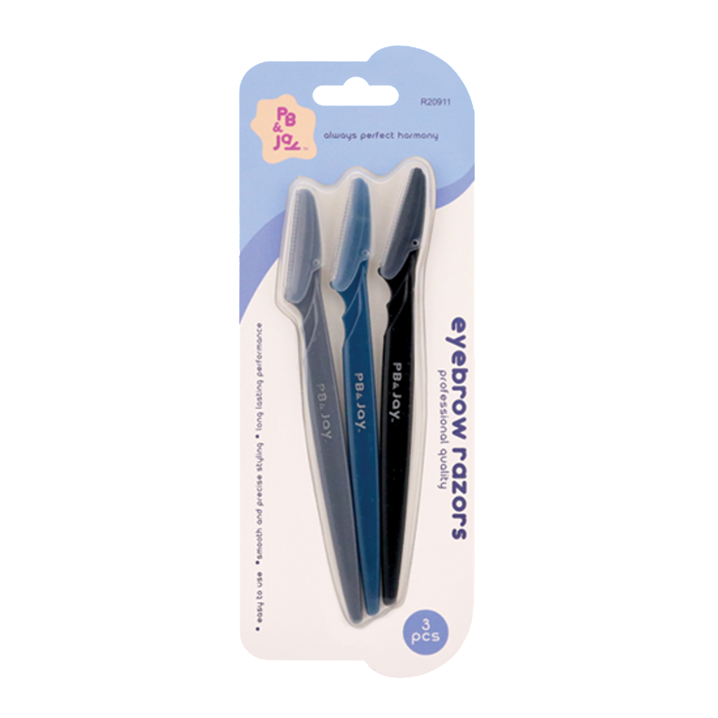 PB&JAY - EYEBROW RAZORS 3PK - BLACK/GRAY/BLUE