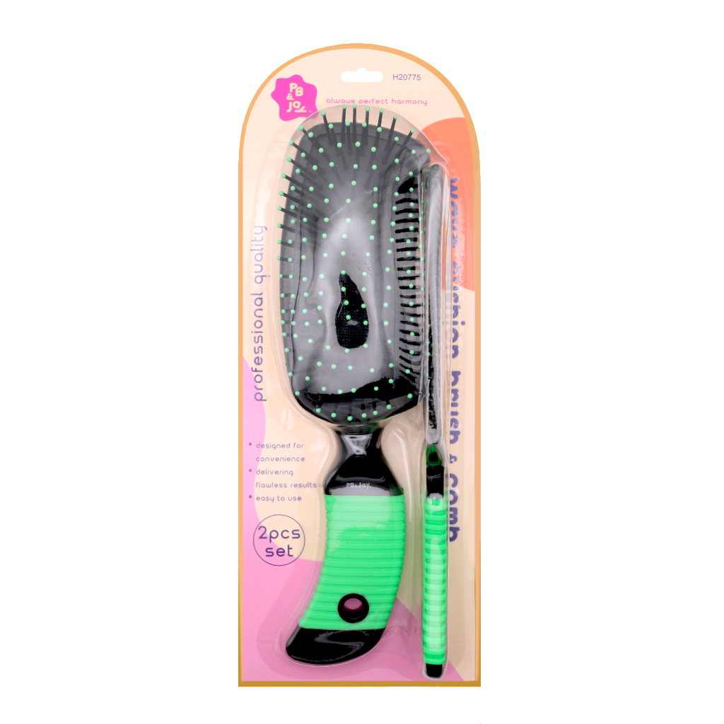 PB&JAY - WAVE CUSHION BRUSH & COMB - GREEN