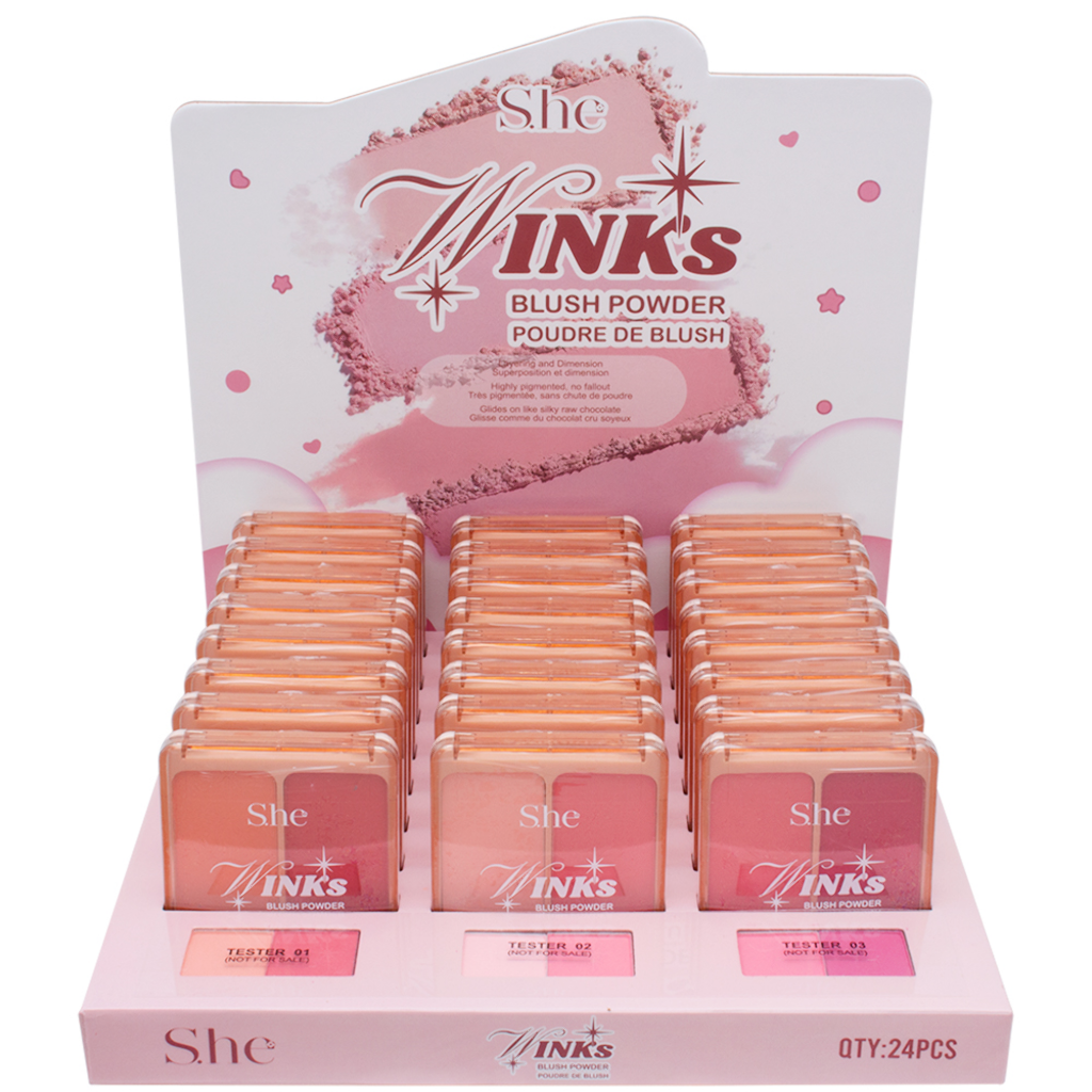 WINKS BLUSH POWDER (3STYLE, 6SHADE, 24PCS TOTAL)