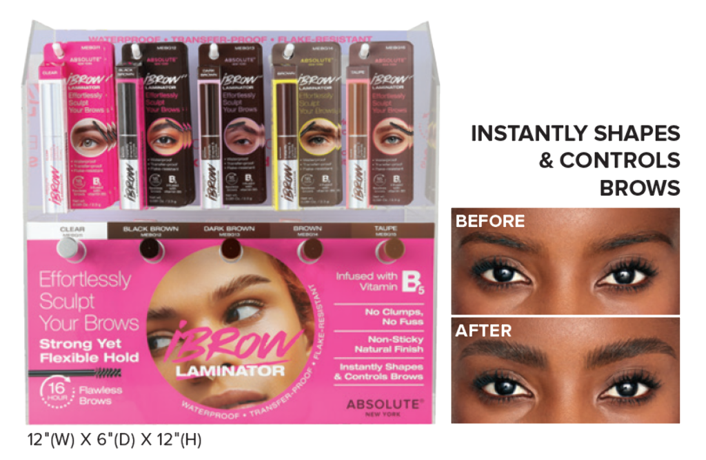 ABNY - I-BROW LAMINATOR (5SKUS, 3PCS/SKU, 15PCS TOTAL + FREE TESTERS) w/ ACRYLIC DISPLAY