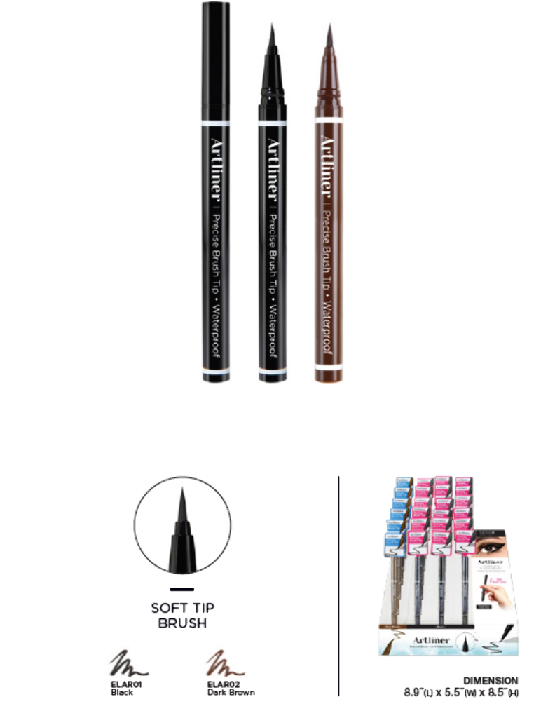 NK - ARTLINER EYELINER PEN FULL SET (2SKUS, ELAR01-18PCS, ELAR02-6PCS, TOTAL 24PCS) w/ ACRYLIC DISPLAY