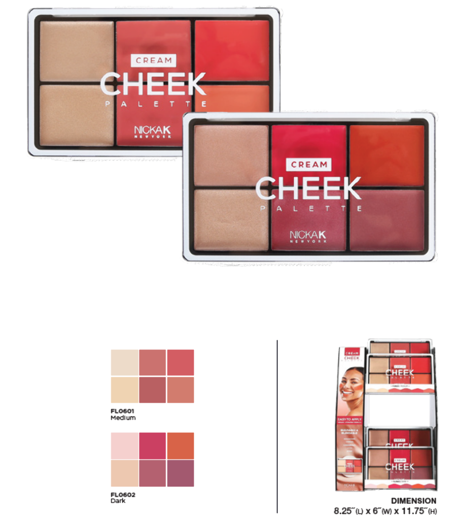 NK - CREAM CHEEK PALETTE (2SKU, 6PCS/SKU, 12PCS TOTAL) w/ ACRYLIC DISPLAY