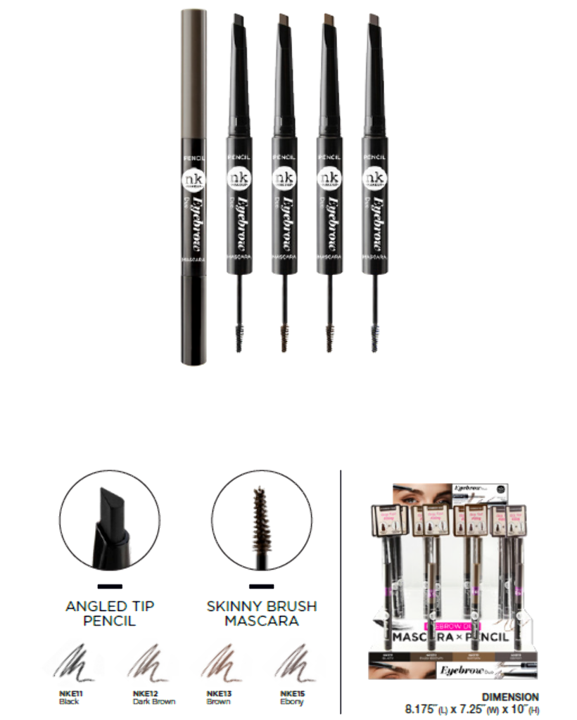 NK - EYEBROW DUO FULL SET (4SKU, 12PCS/SKU, 48PCS TOTAL) w/ ACRYLIC DISPLAY