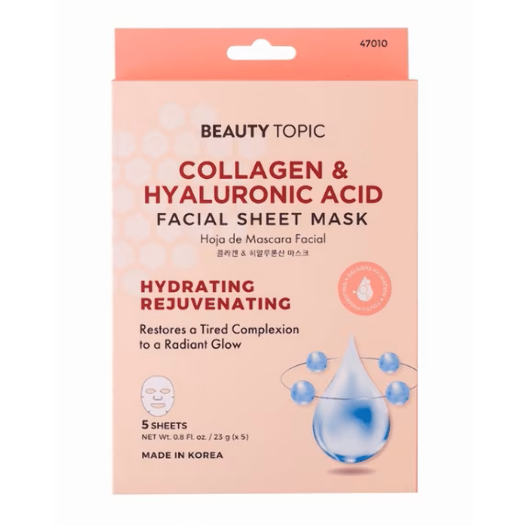 BEAUTY TOPIC - COLLAGEN & HYALURONIC ACID FACE MASK - 1PC (PINK)