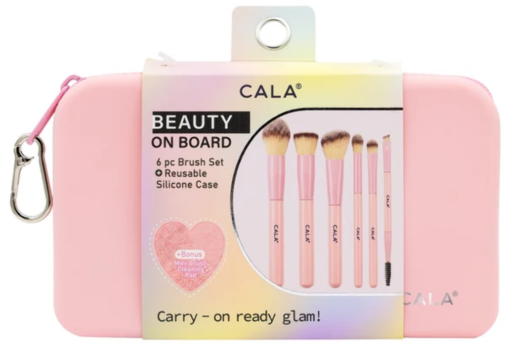 CALA - BEAUTY ON BOARD 6PC BRUSH SET w/ SILICON CASE (PINK)