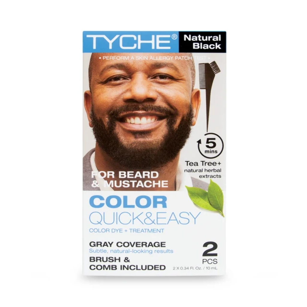 TYCHE - BEARD COLOR QUICK & EASY w/ BRUSH & COMB (GRAY COVERAGE) - NATURAL BLACK