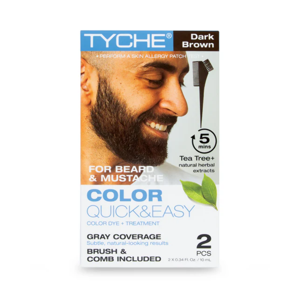 TYCHE - BEARD COLOR QUICK & EASY w/ BRUSH & COMB (GRAY COVERAGE) - BLACK BROWN