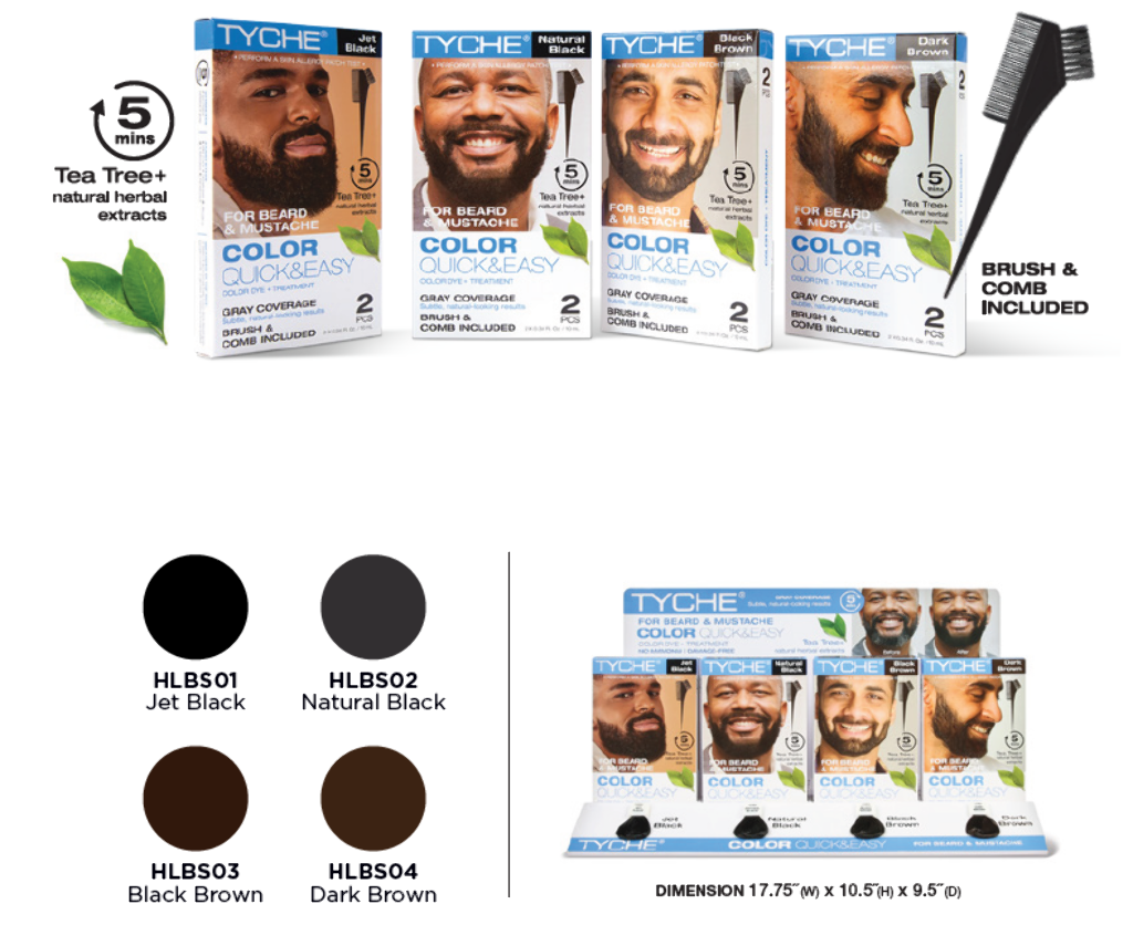 TYCHE BEARD COLOR QUICK & EASY (4SKUS, 6PCS/SKU, 24PCS TOTAL) w/ DISPLAY