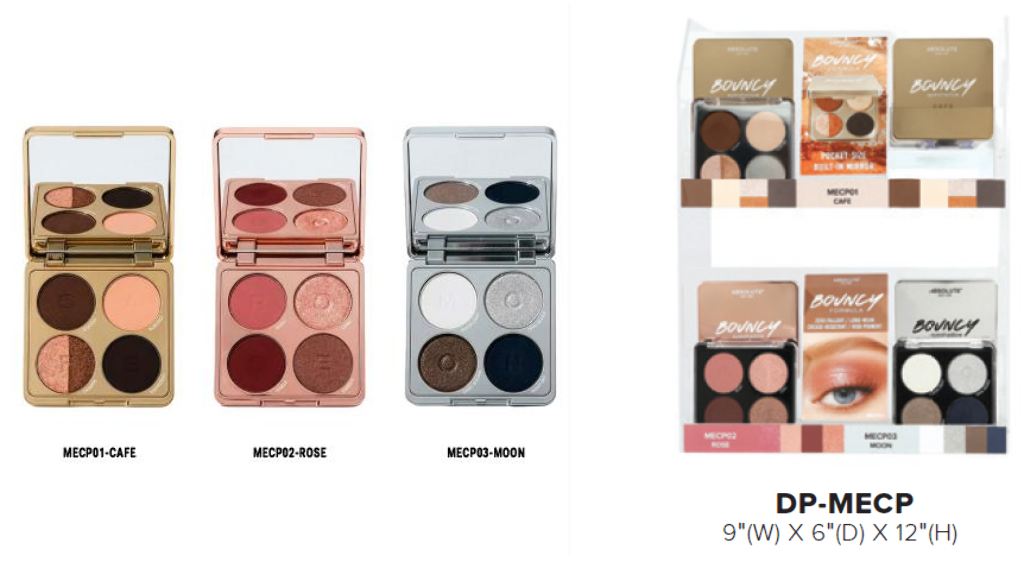 ABNY - BOUNCY EYESHADOW FULL SET (3SKUS, MECP01-6PCS, MECP02/03-3PCS, 12PCS TOTAL) w/ ACRYLIC DISPLAY