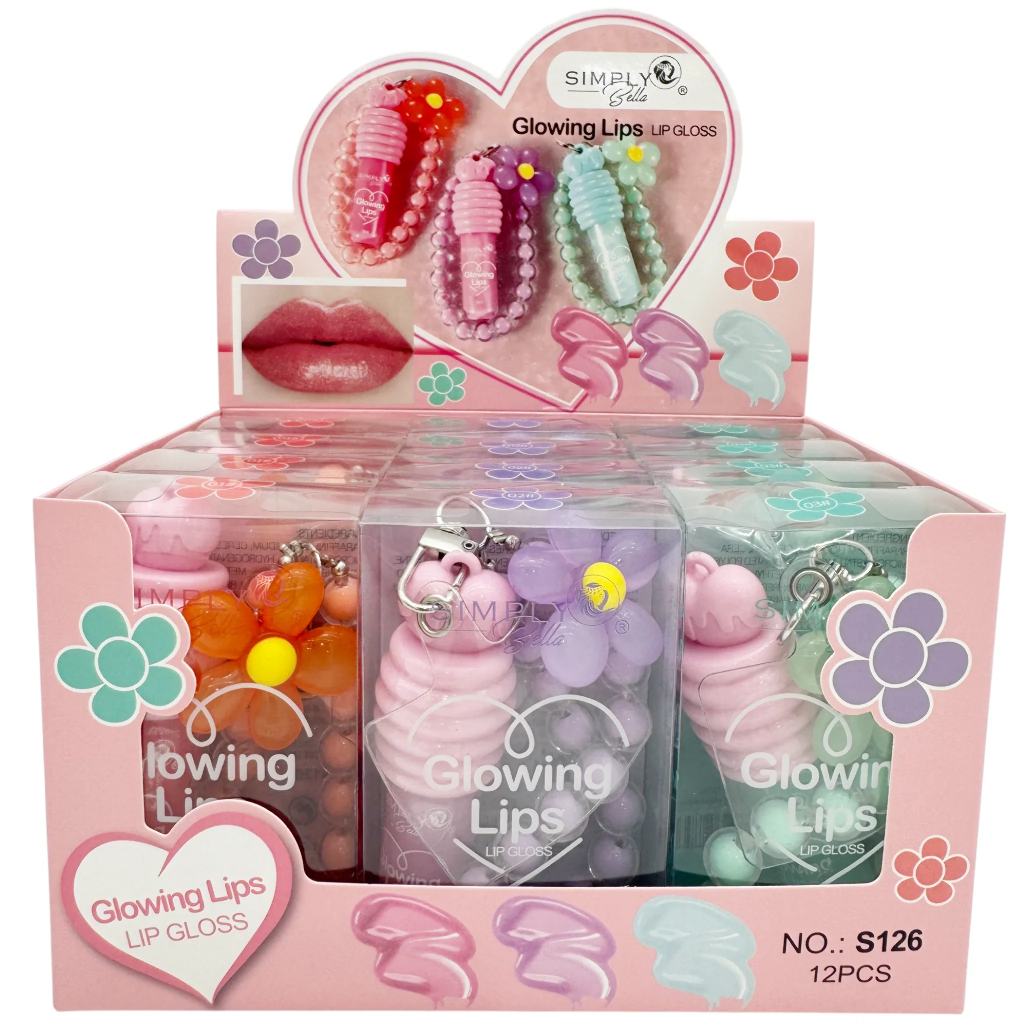 SIMPLY BELLA - GLOWING LIP GLOSS KEYCHAIN SET