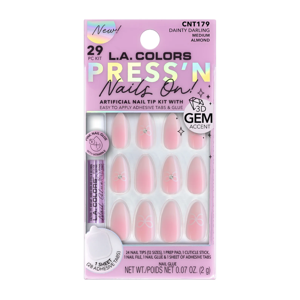 LC PRESS N NAIL TIP - DAINTY DARLING (PINK W/ STONE)