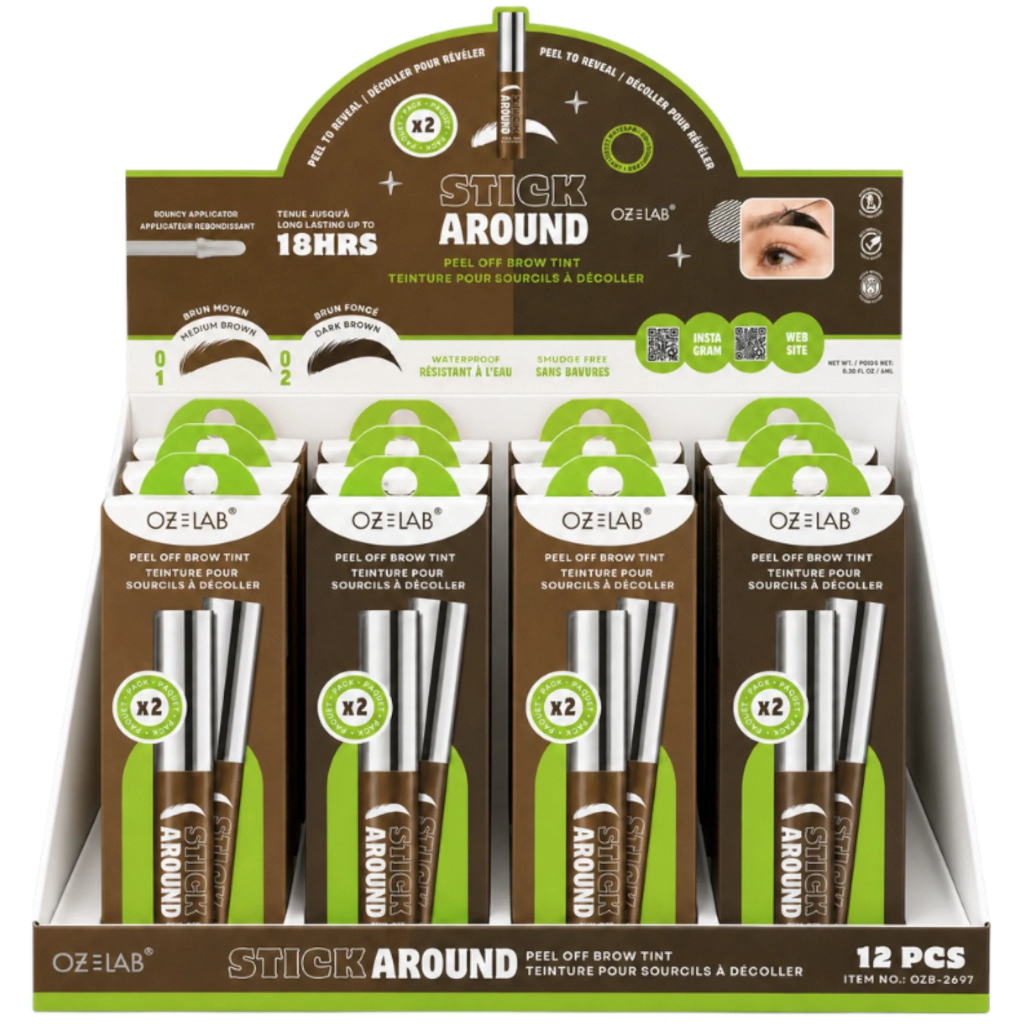 OZLAB - STICK AROUND PEEL OFF BROW TINT (2SHADE, 6PCS/SHADE, 12PCS TOTAL)