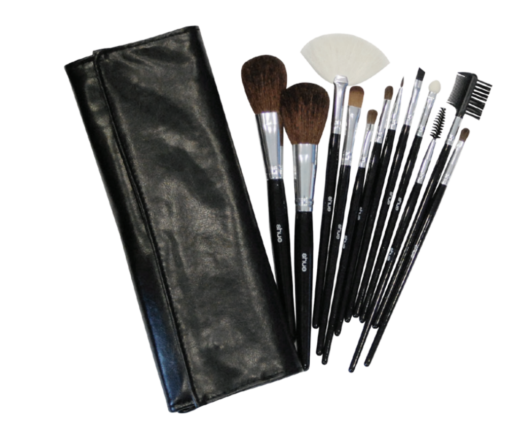 SH12BK SHUE 12PC MAKEUP BRUSH SET - BLACK (12 SETS/PK)