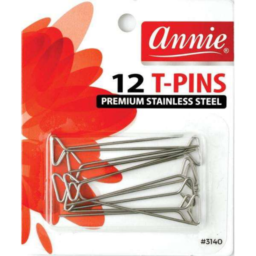 Annie T-Pins, 12ct, Silver metal color, premium stainless steel