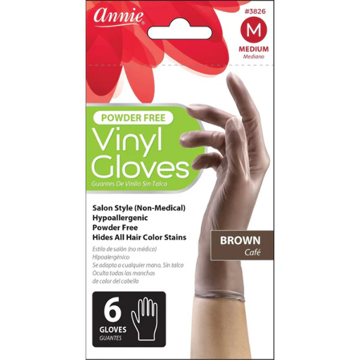 VINYL GLOVE-M-6PCS Brown