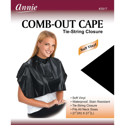 Annie Comb-Out Cape 27In * 27In Black Tie-String Closure