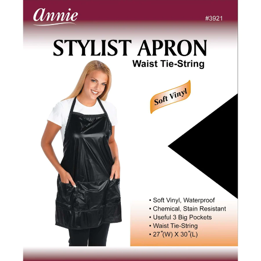 Annie-Stylist Apron 27In * 30In Black Waist-Tie-String