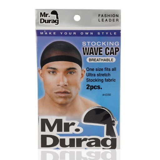 Mr. Durag Stocking Wave Cap 2Pc Black